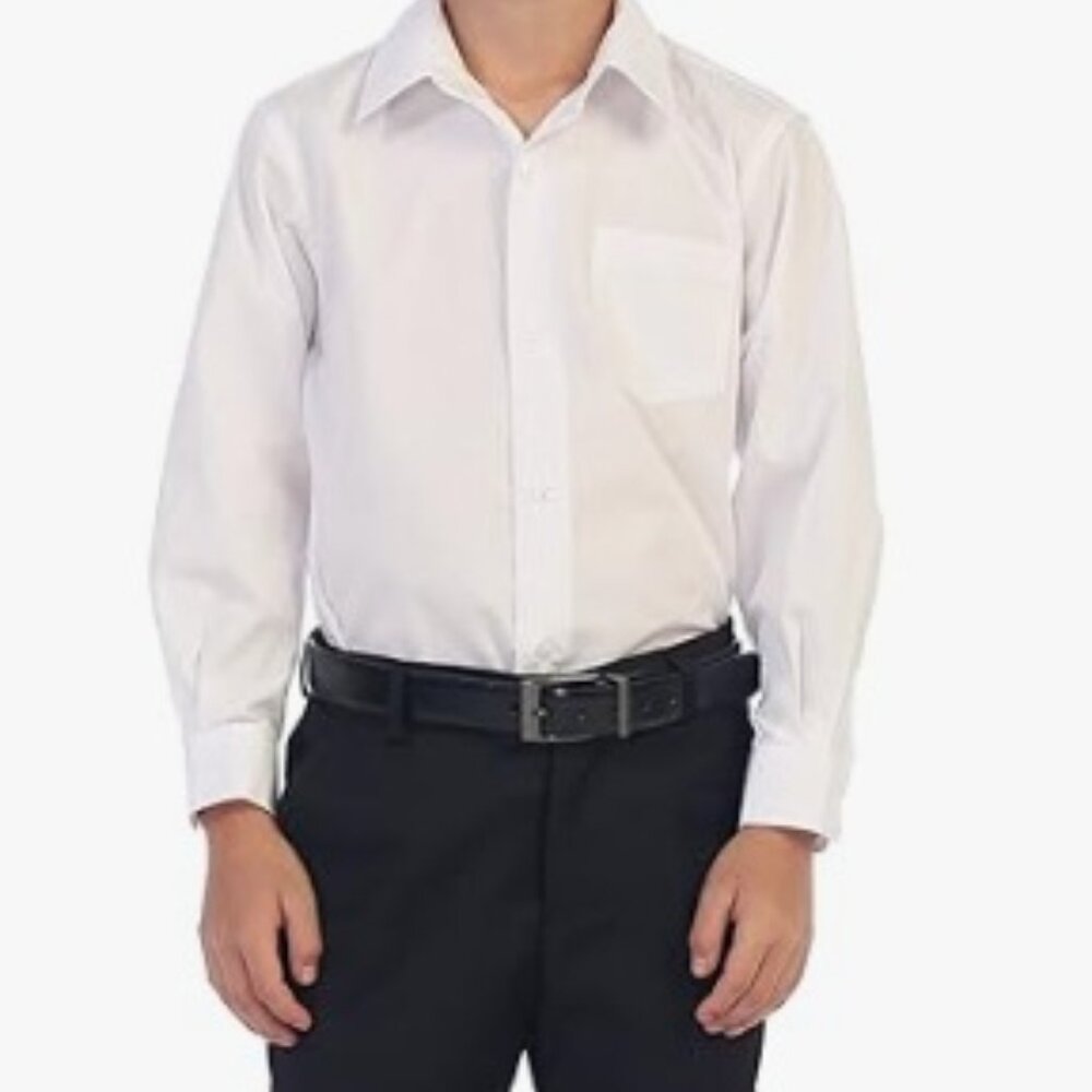 Boys Size 7 Gioberti White Long Sleeve Solid Dress Shirt, Button Down, Like New